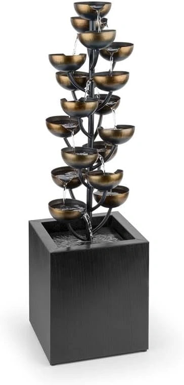 Blumfeldt Sierfontein Joshua Tree New uitvoering Waterornament, Waterpartij met Geluids- en Lichteffecten, 17 Schalen, 7 Watt Pomp, IPX8