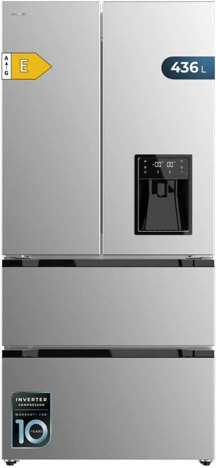 Cecotec Koelkast voor Franse deur Bolero CoolMarket FD 436 WD Inox E. 436 liter, waterdispenser, Inverter Plus, vorstvrij, Multi Airflow
