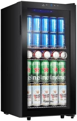 Kalamera KRC-86GE Drankkoelkast, bierkoelkast met touch-bedieningspaneel, 3-18 °C koelzone, flessenkoelkast, 86 liter, blauwe led-binnenverlichting