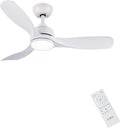 CJOY Plafondventilator met licht, 107 cm, wit, met afstandsbediening