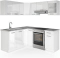 Vicco Hoekkeuken 'R-Line', Wit Hoogglans/Wit 187 x 167 cm