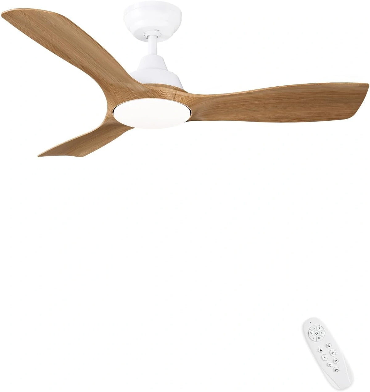 CJOY Plafondventilator met verlichting en afstandsbediening, Ø107 cm, stille plafondventilator met 3 houten bladen, omkeerbaar, geheugen 3CCT