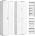 Mokebo Multifunctionele kast Set 2-delig 'Die Allzweckwaffe', kastenset met multifunctionele kast & bezemkast in Wit, bruikbaar als archiefkasten