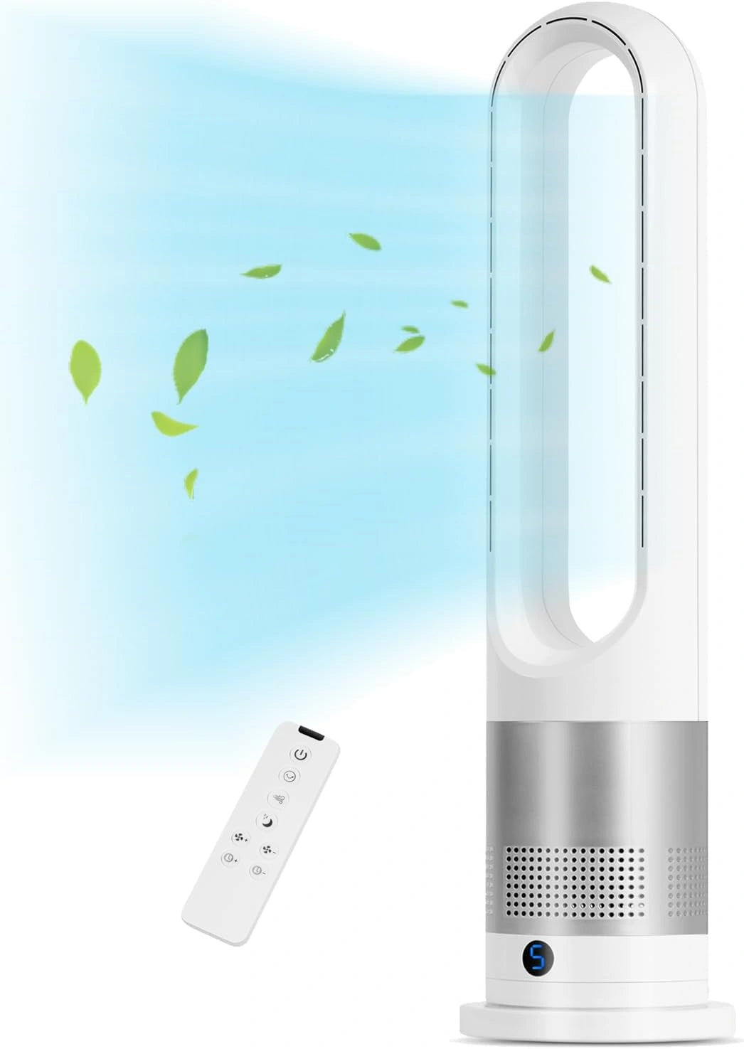 EZSMART 28dB Torenventilator met afstandsbediening, 66 cm 80° oscillerende stille ventilator 8-uurs timer, 8 instelbare windstanden