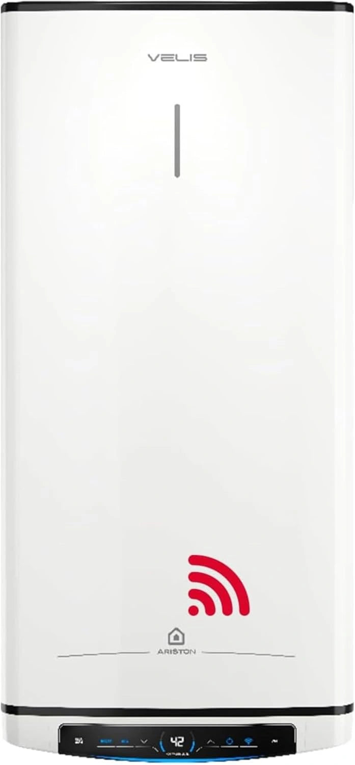 Ariston Velis Pro Wifi elektrische boiler, laag stroomverbruik, meerdere posities, 50 liter, plat, WLAN en ECO-EVO-functie, 79,7 x 27,5 x 51,1 cm