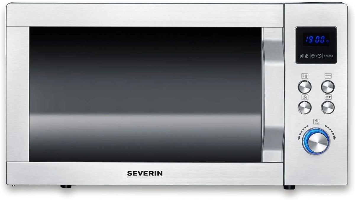 SEVERIN 3-in-1 magnetron met glazen bodem, grill- en heteluchtfunctie, magnetron, magnetron met groot bruikbaar oppervlak voor vierkante gerechten