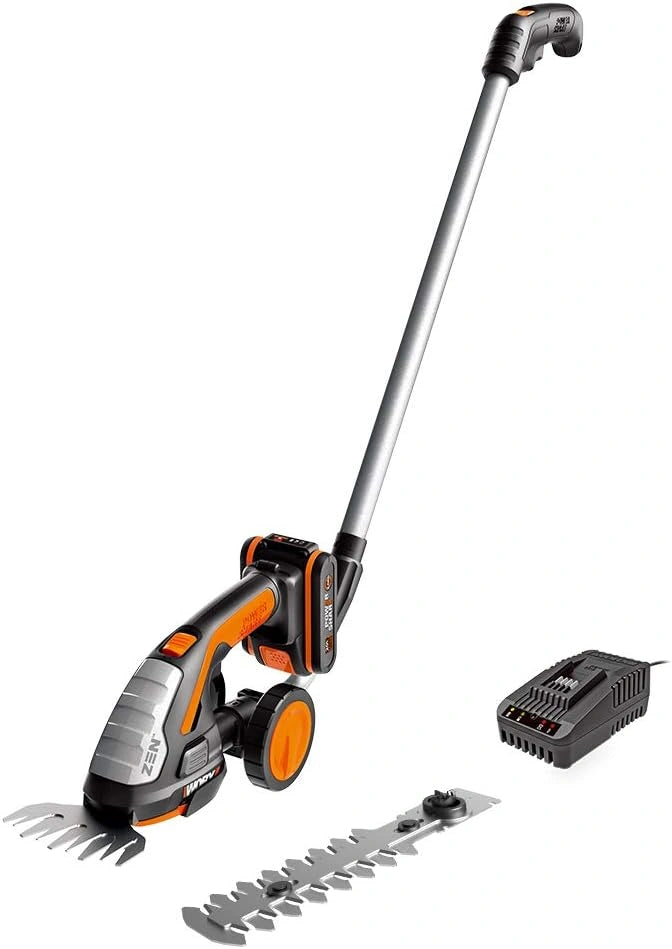 WORX 18 V (20 V MAX) accu gras- en struikschaar WG801E.3, PowerShare, heggenschaar gazonschaar 12 cm struiktrimmer, 10 cm grasmes