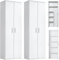 Mokebo Multifunctionele kast Set 2-delig 'Die Allzweckwaffe', kastenset met archiefkast & bezemkast in Wit, bruikbaar als kantoorkast, allesschap