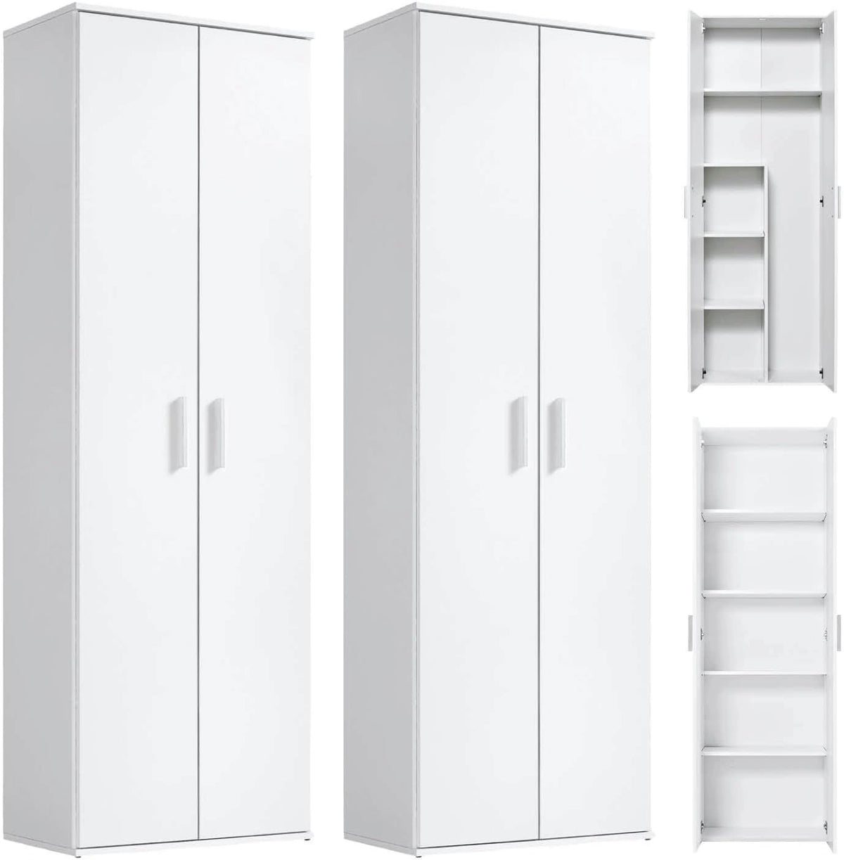Mokebo Multifunctionele kast Set 2-delig 'Die Allzweckwaffe', kastenset met archiefkast & bezemkast in Wit, bruikbaar als kantoorkast, allesschap