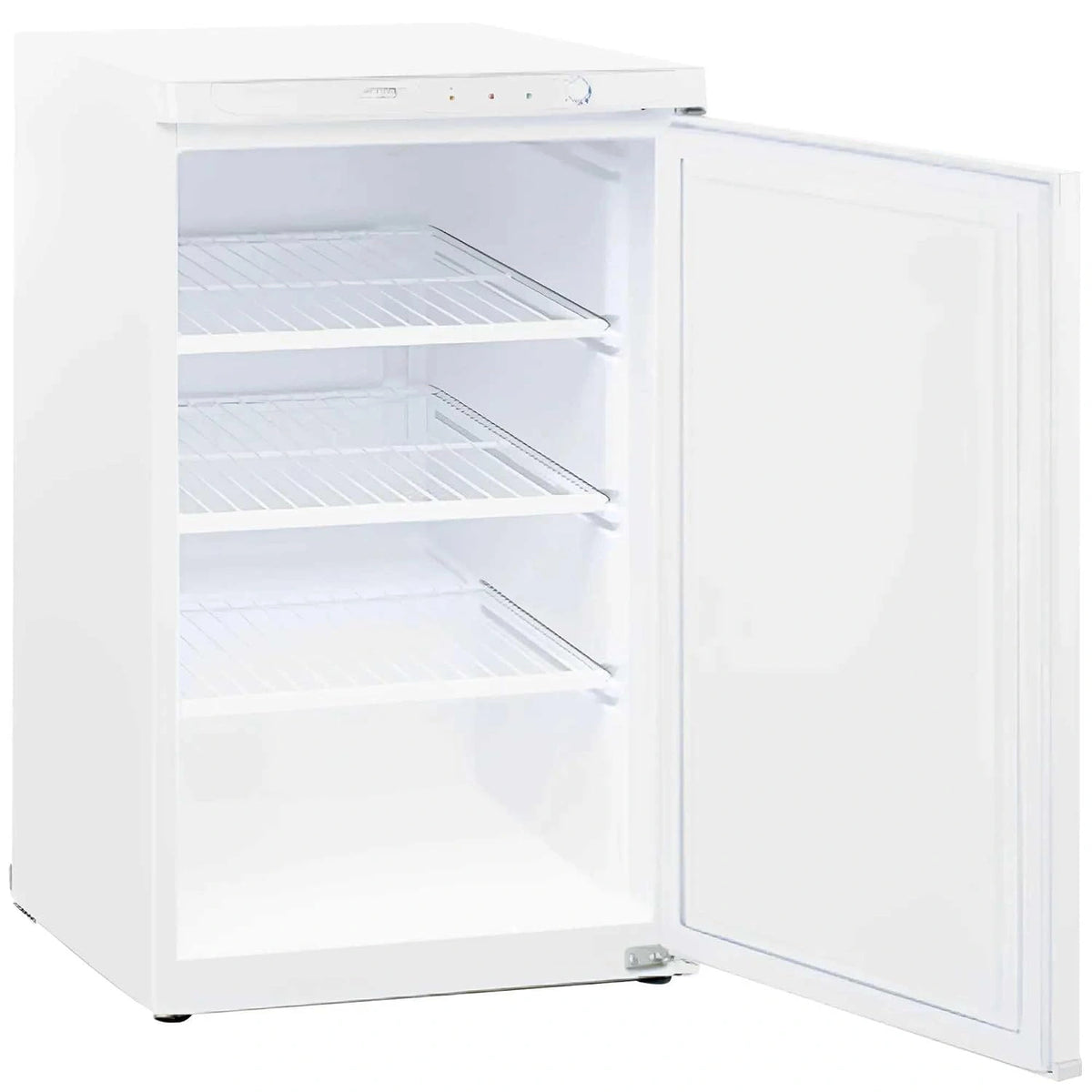MBH Professionele vriezer, verticaal, 112 liter, met 3 legplanken voor de horeca, compacte vriezer, met instelbare thermostaat