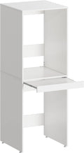 MSFE Wasmachine-drogerkast, hoge kast, badkamerkast, wasmachinekast, bovenbouwkast met uittrekbare plank voor wasmachine en wasdroger