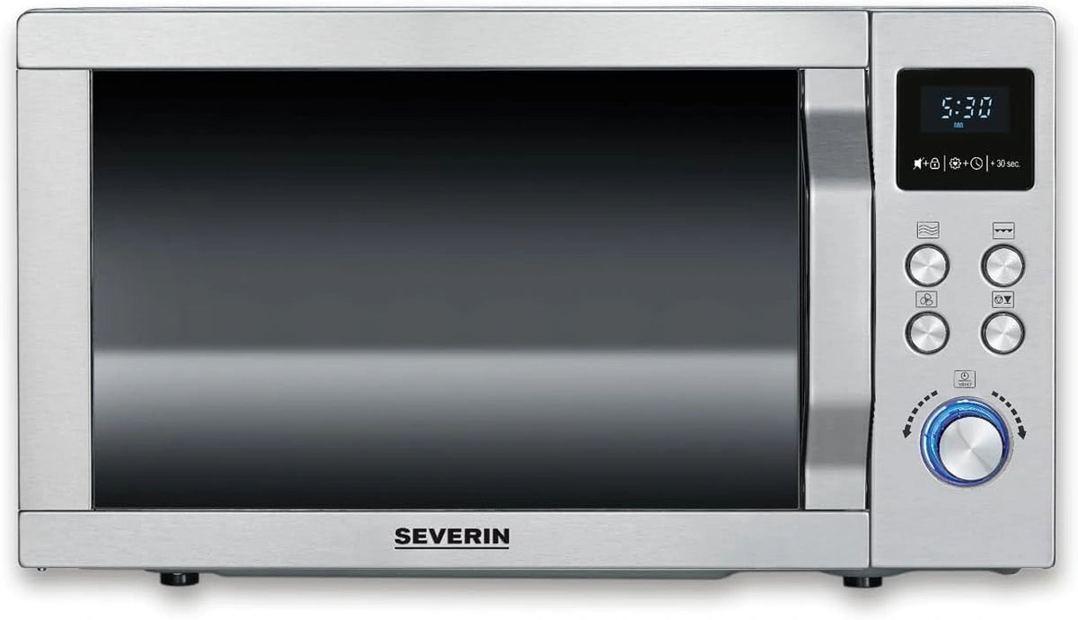 Severin Magnetron met grill en heteluchtfunctie 3in1 magnetron voor ontdooien koken en verwarmen magnetron met draaibord geborsteld roestvrij