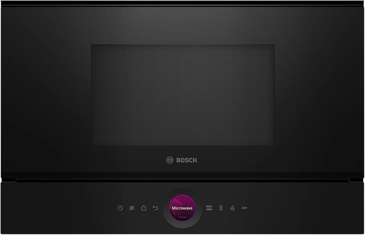 Bosch BFR7221B1 Serie 8 inbouwmagnetron, zwart, AutoPilot, 7 automatische programma's, ledverlichting gelijkmatige verlichting, deuraanslag rechts