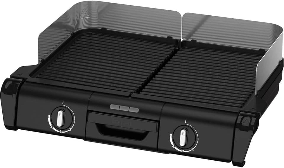 Tefal BBQ Family TG800N10 Elektrische tafelgrill, 2 gescheiden grilloppervlakken, 2 thermostaten, gegoten aluminium grillplaten