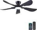 Kviflon Moderne plafondventilator met licht, afstandsbediening/app-bediening, 5 omkeerbare bladen, 3 CCT dimbaar, voor slaapkamer, 132 cm, zwart
