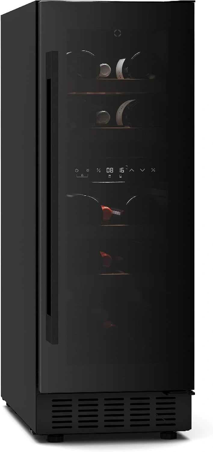 Klarstein Velaire Wijnkoeler wijnkoelkast met twee zones, 17 flessen, inbouw, 5-22 °C, touchbediening, led, uv-glas, stil, minimalistisch design