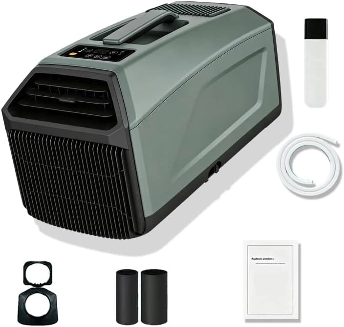 Camping Airco Legergroen, Draagbare Airconditioning 5000 BTU voor Tent, Mobiel Koelsysteem 400W met Dubbele Slang