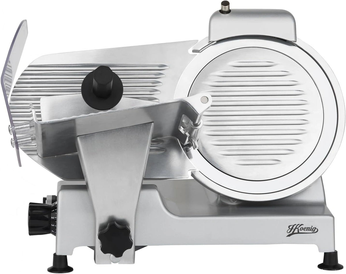 H.Koenig Elektrische Snijmachine MSX250, voor Ham, Vlees en Worst, Professioneel, Precies, Snijdikte 0-12 mm, 25 cm Italiaans Mes