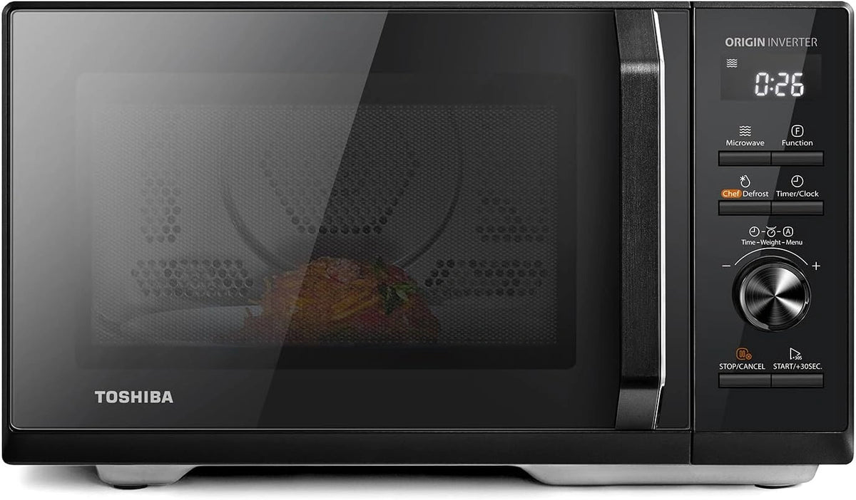 Toshiba 6-in-1 magnetron gecombineerd met AirFry, 26 liter, Chef Defrost, 10 vermogensniveaus, automatisch menu, magnetron 900 W, grill 1000 W