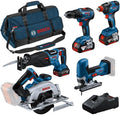Bosch Professional combiset GSR 18V-55 + GST 18V-125 S + GKS 18V-57-2 + GSA 18V-28 + GDX 18V-200 (incl. 3 x 4,0Ah-accu, oplader GAL 18V-40
