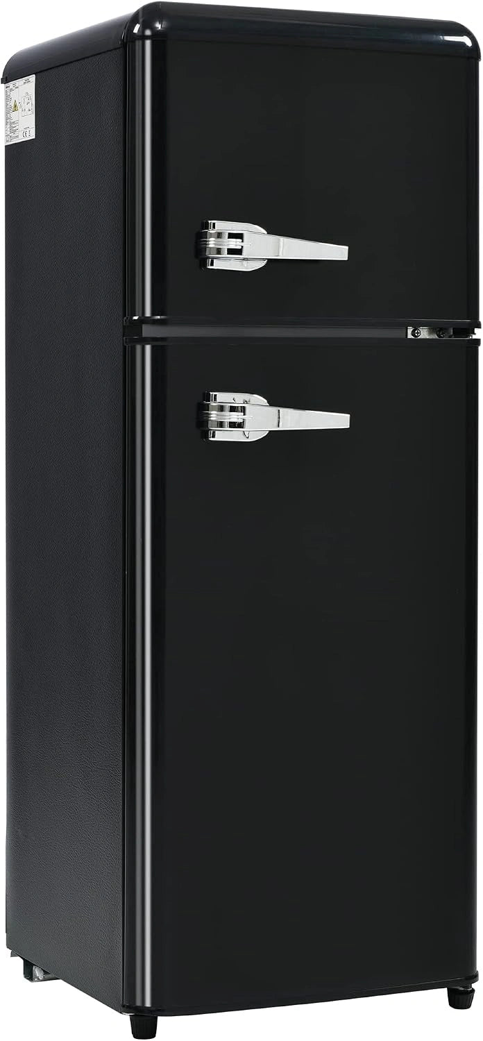 Koelkast in retrostijl, koel-vriescombinatie, 105,5 cm hoog, 41 cm breed, 2-deurs, totale capaciteit 92 liter, 116 kWh/jaar, -27 °C ~ 13 °C