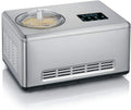Severin EZ 7405 Ijsmachine met Yoghurtfunctie, Incl. Ijshouder (2 liter) en Receptenboek, Digitale Timer, Dekselopening, Zilver