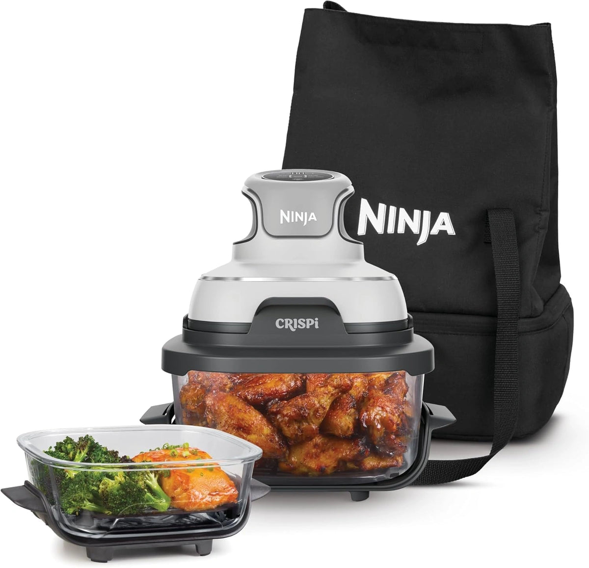 Ninja CRISPi Draagbare 4-in-1 airfryer, 3,8 l en 1,4 l: Airfyen, Braden, zwart