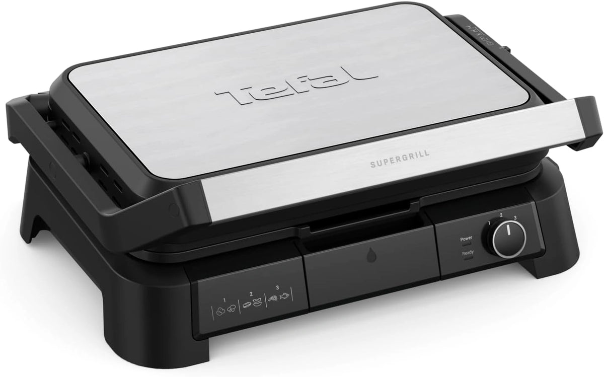 Tefal SuperGrill 3-in-1 XL contactgrill, 2000 W, uitneembare platen GC520D, wit