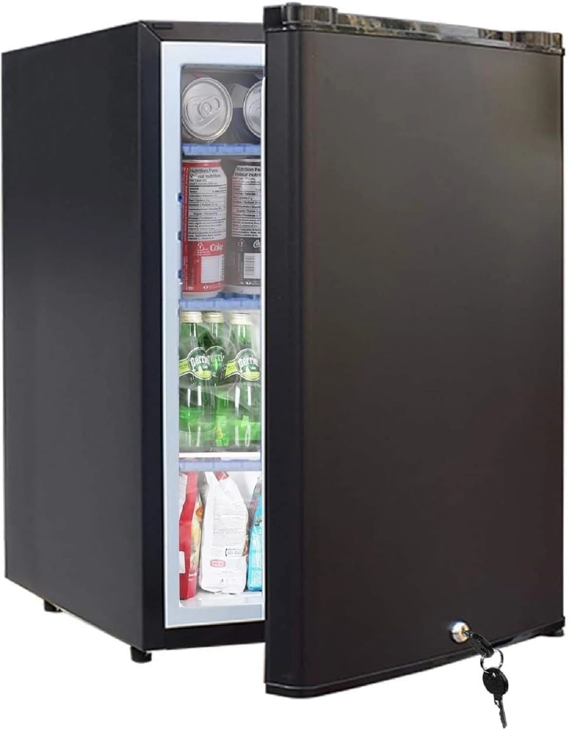 SMETA Koelkast voor camper, 50 l, stil, 0 dB, met slot, koelkast 12 V, 220 V, draagbare kleine koelkast voor caravan, auto, reizen, camping, kamer