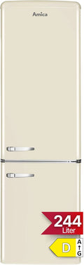 Amica KGCR 387 101 B Retro koel-vriescombinatie, 181 cm hoog, 55 cm breed, 244 l/EEK C/vrijstaand, beige