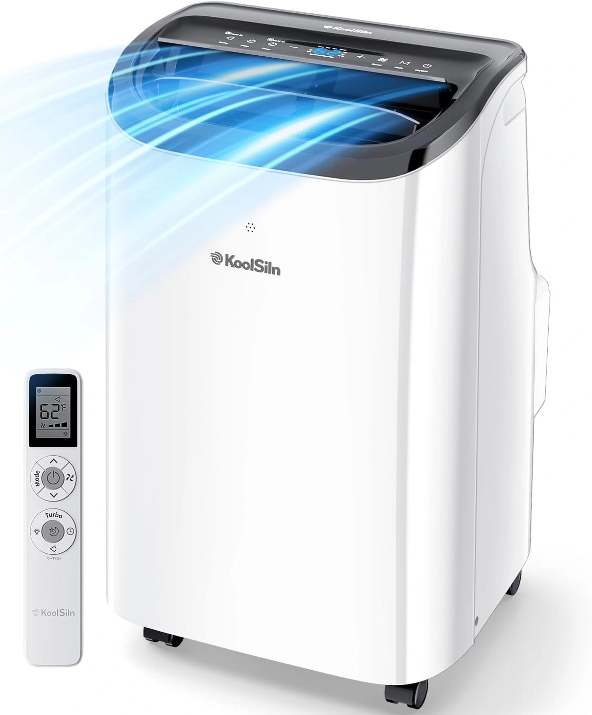 Draagbare airconditioner, 12.000 BTU, 3-in-1 koelventilator, luchtontvochtiger voor ruimtes tot 46 m², afstandsbediening en raamset inbegrepen, wit