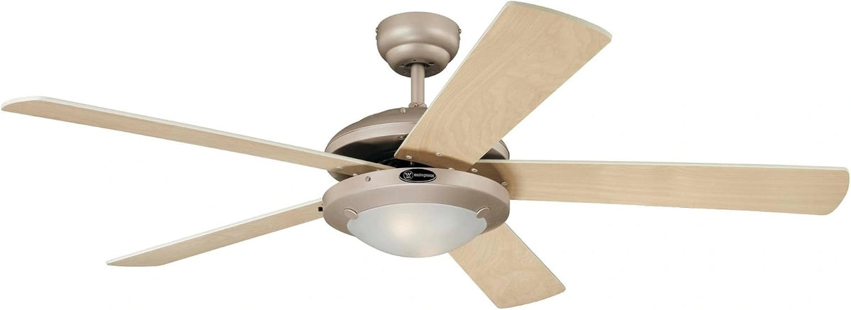Comet 78182 plafondventilator met enkele lamp en vijf vleugels, uitvoering in titanium met opaalmelkglas., beige
