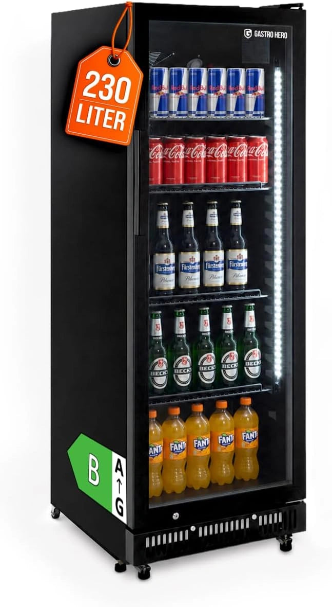 GastroHero Kühlschrank, 230 L, Schwarz