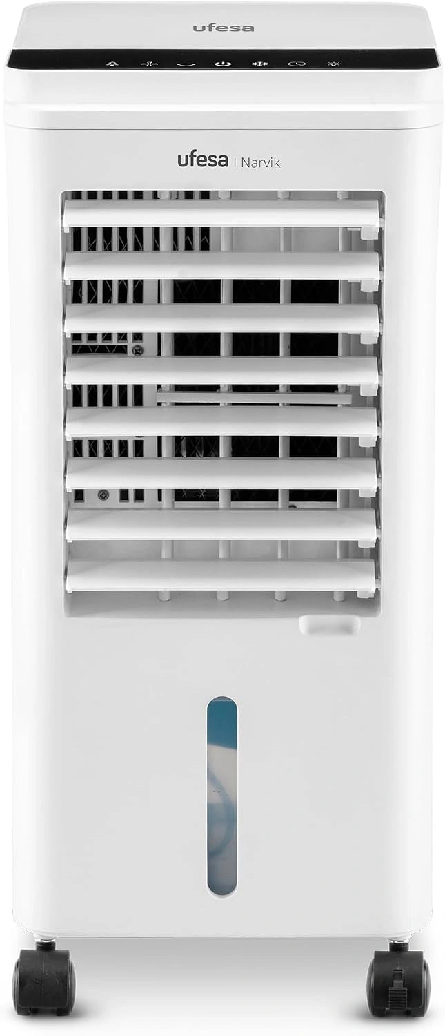 Ufesa Narvik Verdampingskoeler, 65 W, koelfunctie en ventilator, 3 snelheden, 3 modi, touchpaneel, tank van 5 liter, timer 12 uur, wasbaar filter