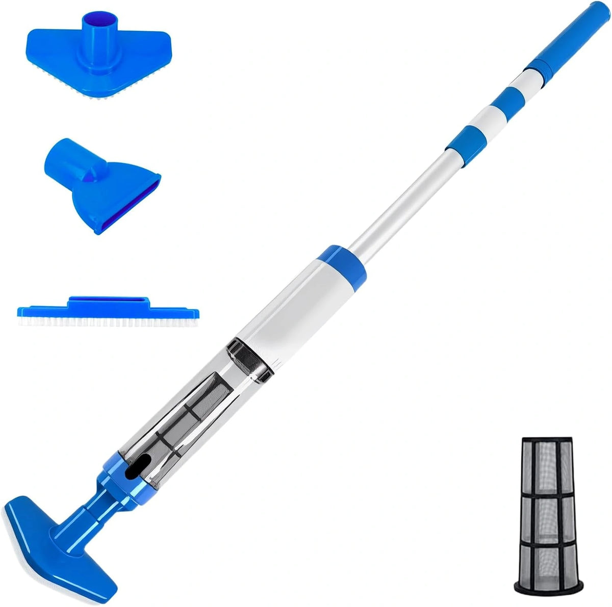 Bostar Accu-zwembadzuiger met telescoopstang, 3-in-1 draadloze zwembadreiniger, handstofzuiger met filter