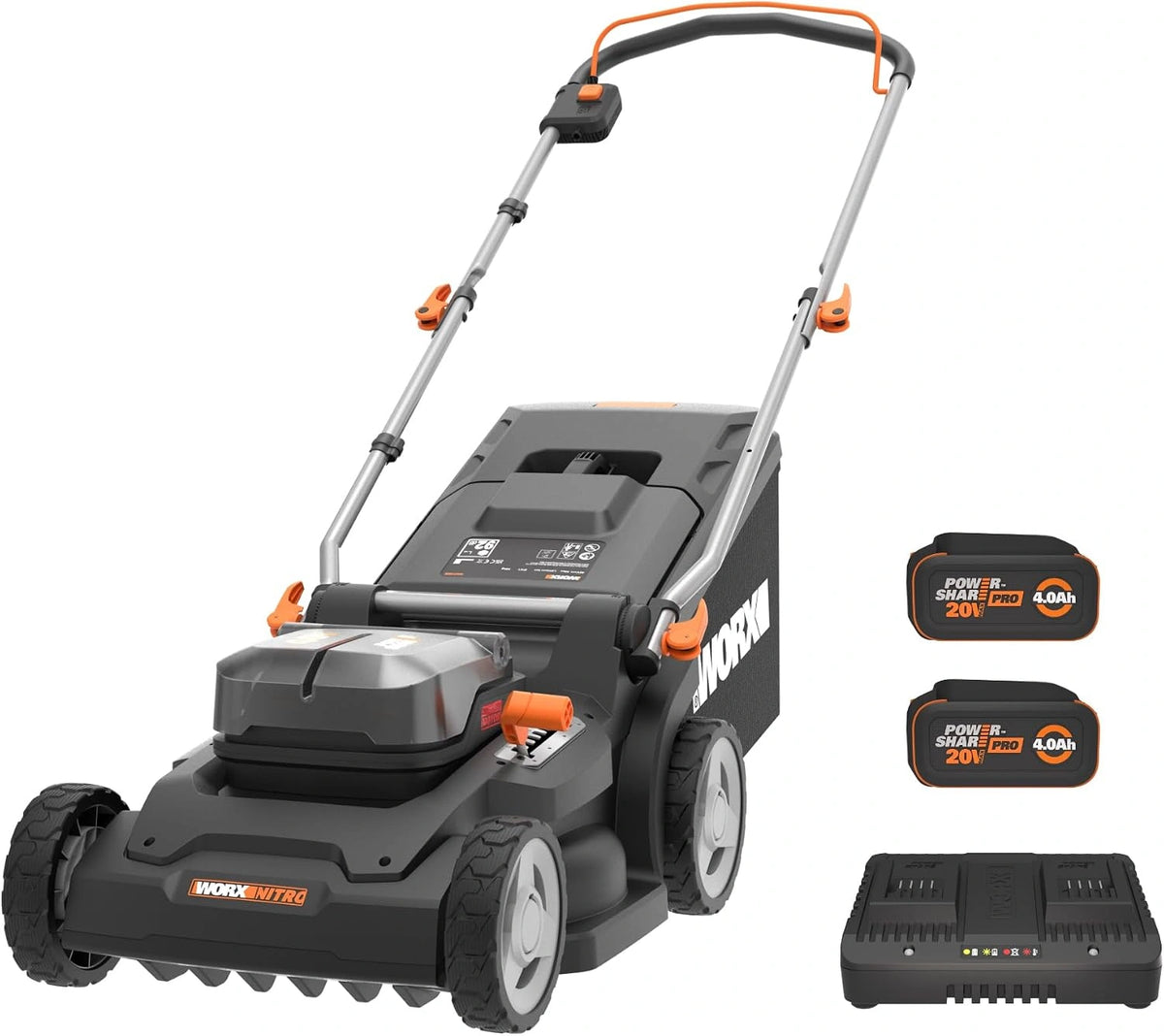 WORX WG745E Accugrasmaaier 40V, 41cm maaibreedte, 50 liter grasopvangbak (krachtige borstelloze motor, 6 maaihoogte-instellingen (25-80 mm)