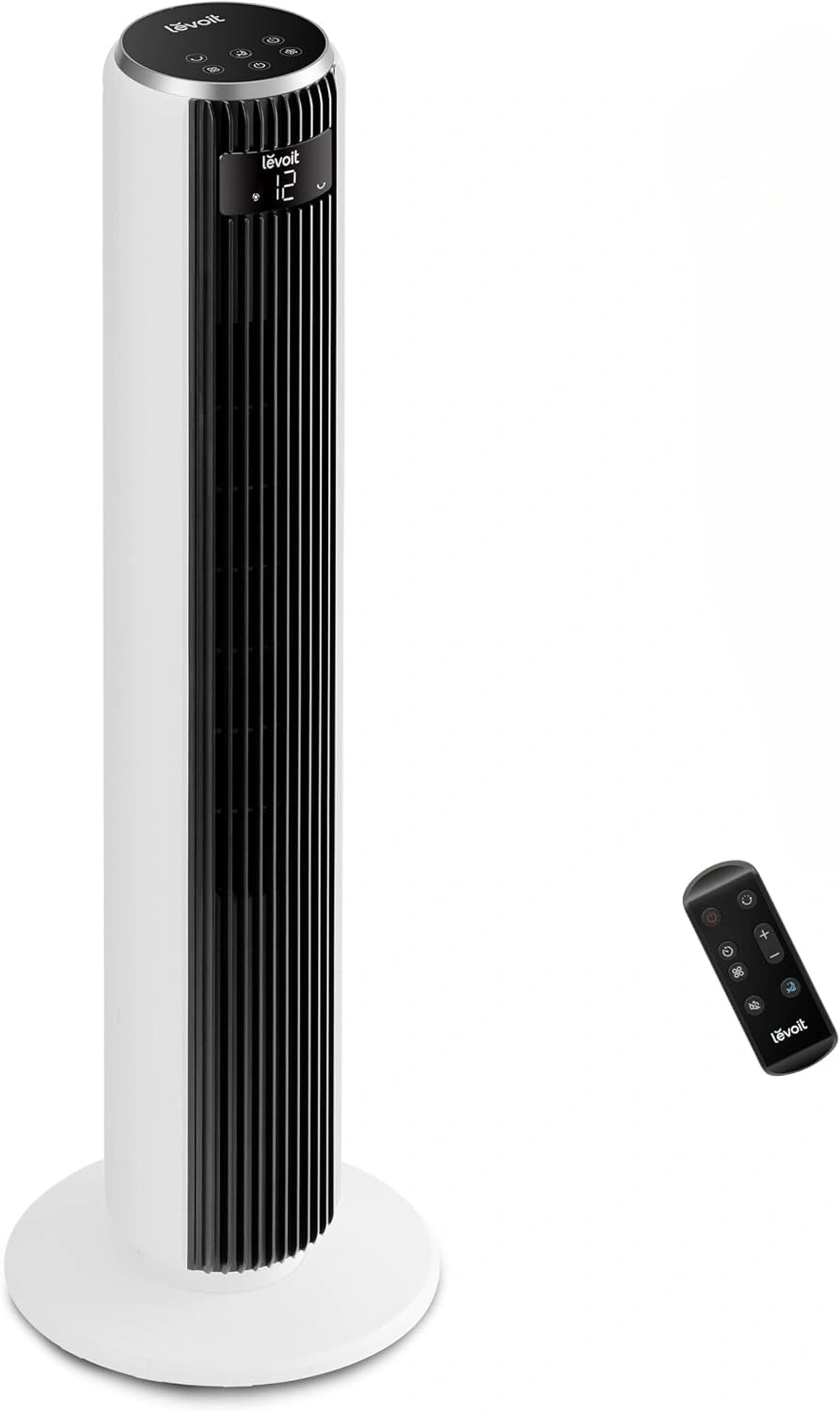 Levoit 20 dB zeer stille torenventilator met afstandsbediening, 7,9 m/s ventilator met DC-motor, 90° oscillerende torenventilator met slaapmodus