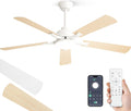 ZMISHIBO Stille plafondventilator, diameter 132 cm, met licht, afstandsbediening/app, 6 snelheden, 3 kleurtemperaturen, omkeerbare DC-motor