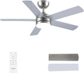 CJOY Plafondventilator met licht, 107 cm, stille plafondventilator met afstandsbediening, 6 snelheden, 3 CCT, dimbaar, omkeerbaar, DC timer, zilver