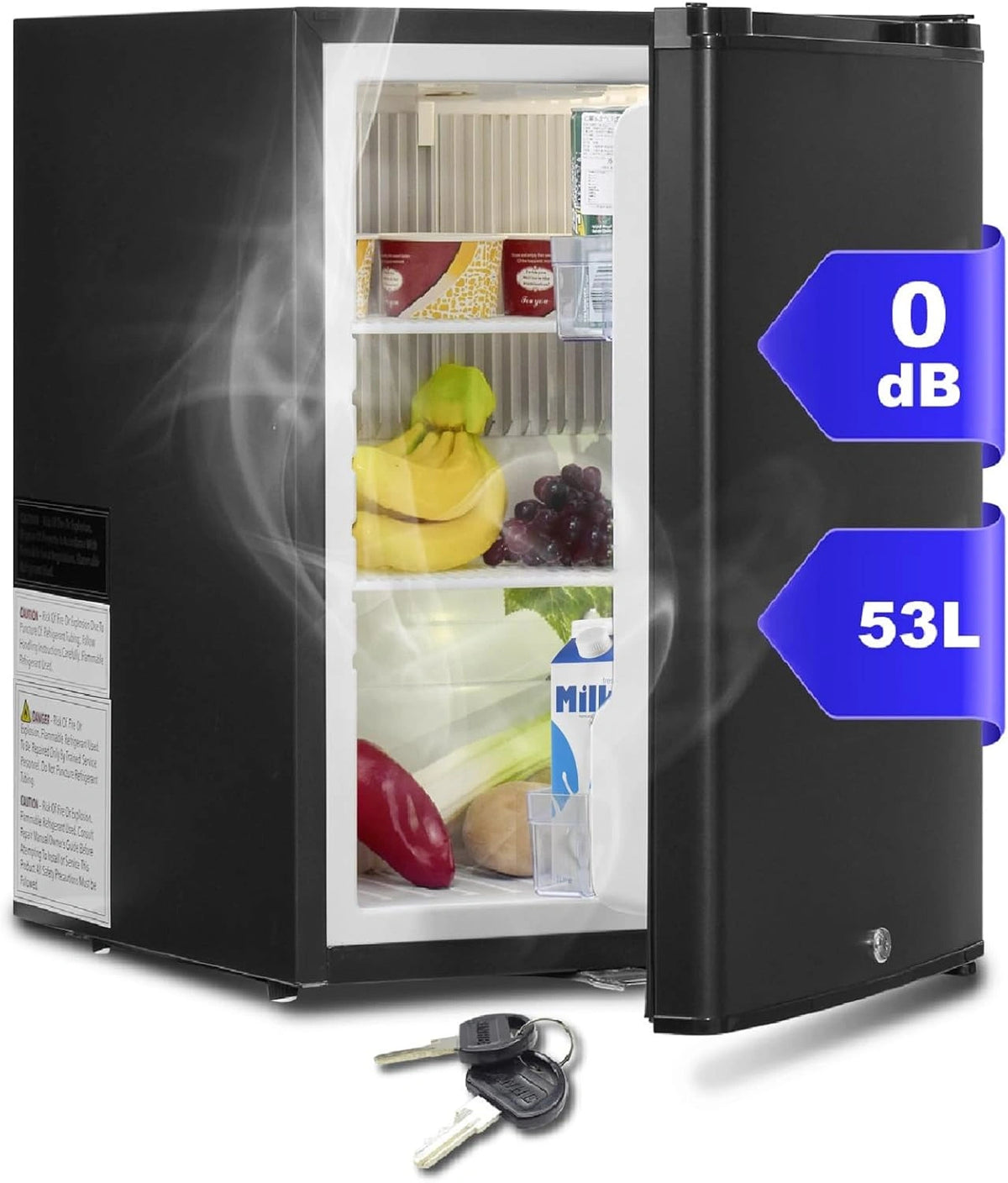 SMETA Koelkast, 12 V, 220 V, koelkast, camping, auto, slaapkamer, stil, 53 l, koelkast met slot en omkeerbare deur, voor caravan, bestelwagen, auto