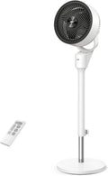DREO Stille staande ventilator, 25 dB, automatische horizontale oscillatie 80°, 3 snelheden, bereik tot 24 m, krachtig met afstandsbediening