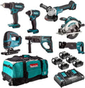 Set van 7 Makita machines (DDF482 + DTD152 + DGA504 + DSS610 + DHR202 + DJR186 + DJV180), DLX7013PT1, zwart