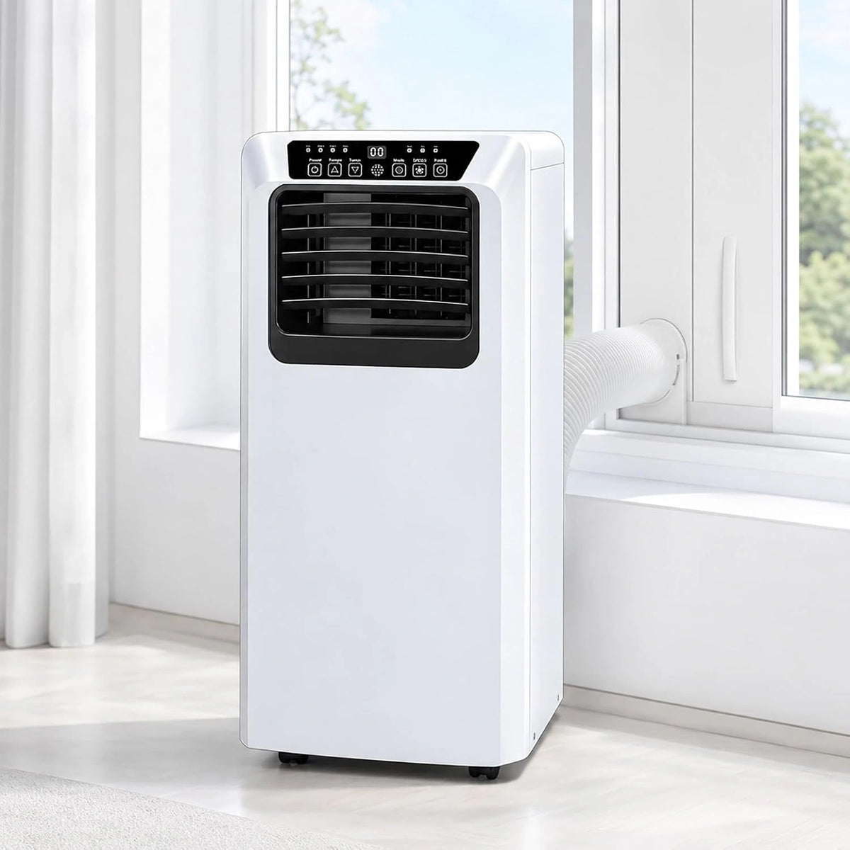 Mobiele airco 9000 BTU, 3-in-1 (koelt 20 m²), stille airco met ventilator en ontvochtiger, led-scherm, afstandsbediening, 24-uurs timer