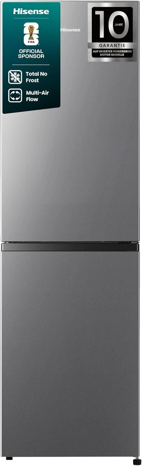Hisense RB327N4ADD Koel-vriescombinatie, EEK D, Total NoFrost, verwisselbare deurscharnier, flessenrooster, 171 liter koelgedeelte