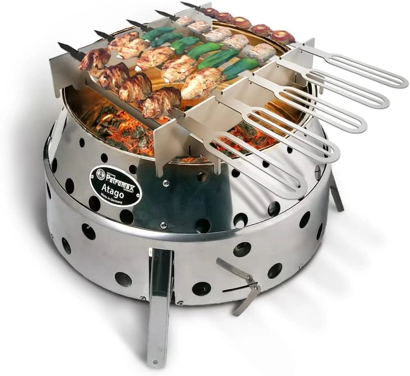 Terma Grillspies geschikt voor Petromax Atago & BBQ-Toro DOKING Made in Germany, plankplaat, vuurplaat grill, vuurschaal met grillplaat, zilver