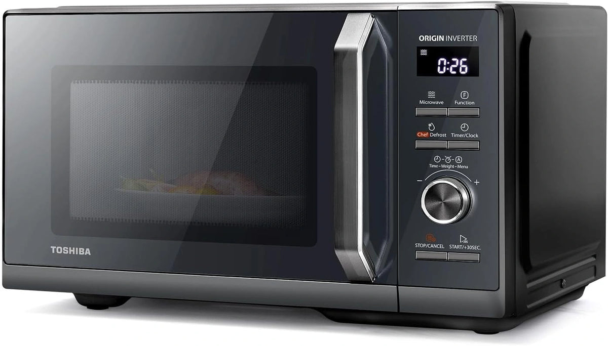 Toshiba MW3-AM25PFI(MG) Solo Magnetron 25 liter 900W Magnetron in Slank Morandi Grijs. Met originele inverter, Chef-Defrost, 10 standen
