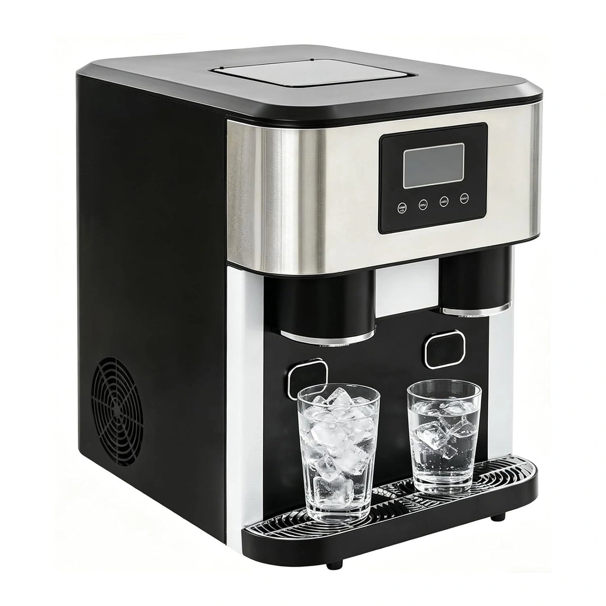 IJsblokjesmachine, klein, 3-in-1, ijsblokjesmaker met crushed ice, bullet-ijs en koud water, zelfreinigend, tafelblad, ijsmaker voor thuis, kantoor