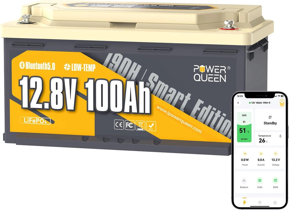 power queen Akku H190, 100 Ah, 12 V, Bluetooth