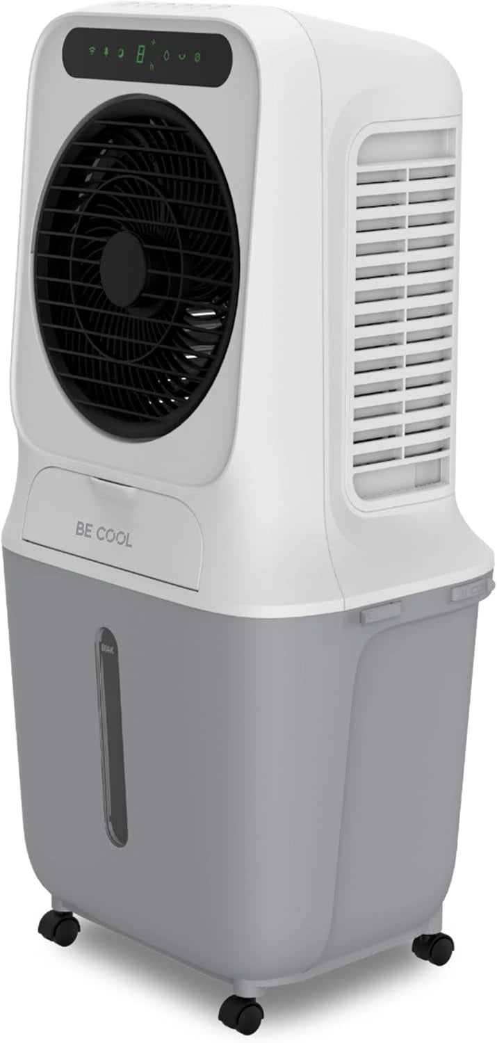 BE COOL BC25ACP2501W Premium luchtkoeler, watertank van 25 liter, 90 W vermogen, 12 m luchtstroombereik, wifi en afstandsbediening, grijs
