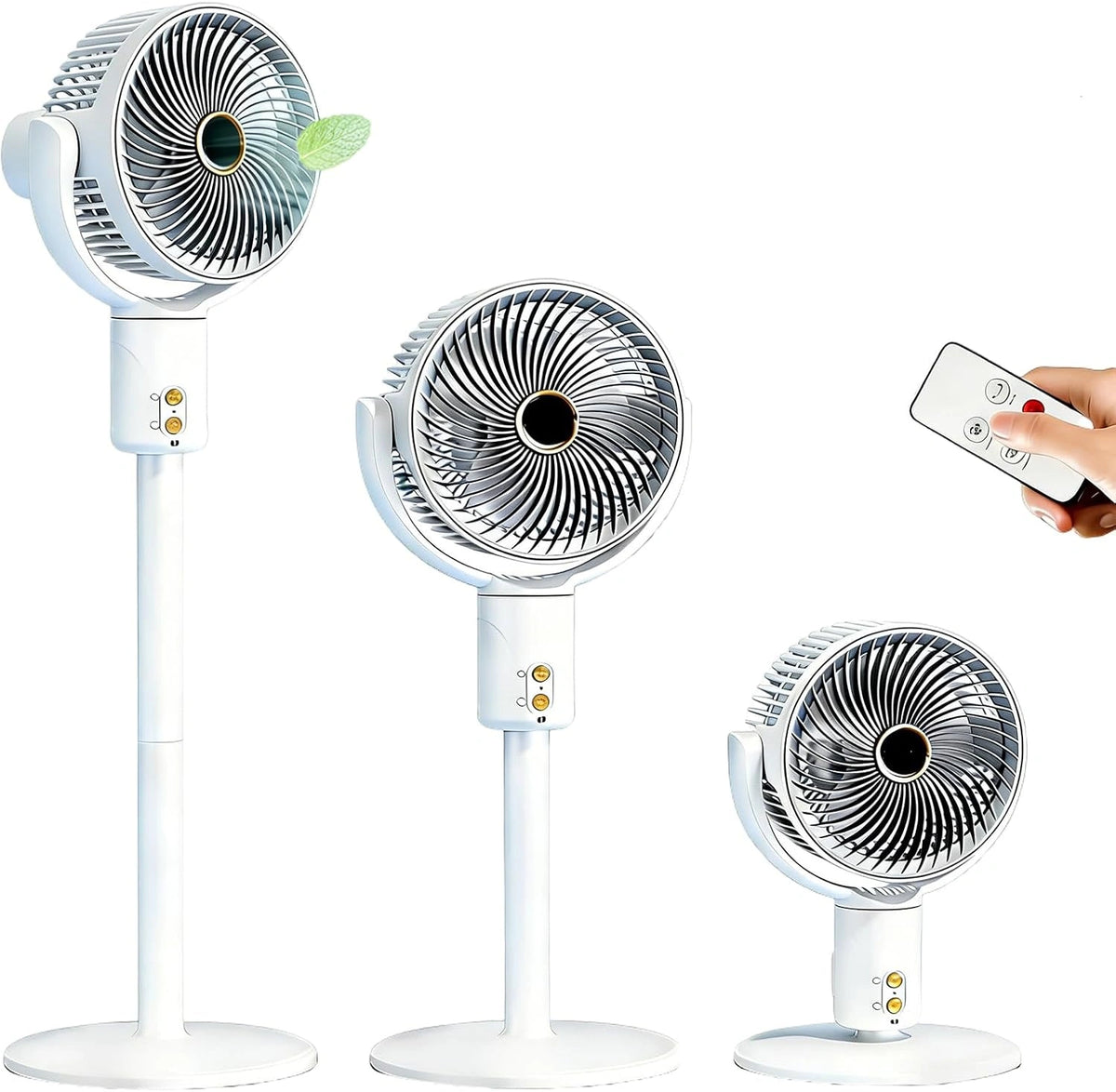 Smart staande ventilator, 20 dB stille vloerventilator, afstandsbediening, in hoogte verstelbaar in stappen, oscillerende kop met 5 snelheidsstanden